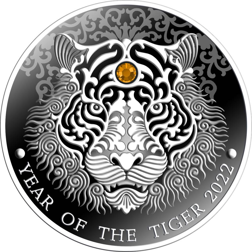 Stříbrná mince 1/2 oz Rok tygra Lunární série 2022 Proof