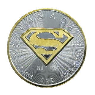 Stříbrná mince 1 oz Superman 2016 Pozlacená Limitovaná edice