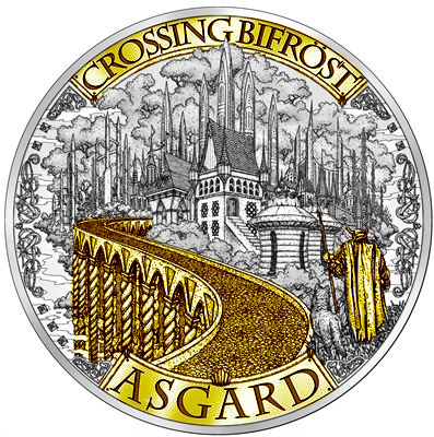 Stříbrná medaile 1 oz Odin Asgard Bifrost 2023 Zlacená