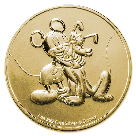  Stříbrná mince Mickey & Pluto 1 oz 2020 Zlacená