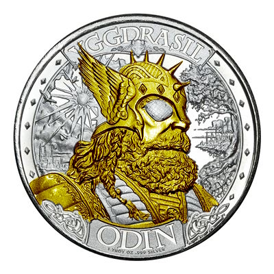 Stříbrná medaile 1 oz Odin Asgard Bifrost 2023 Zlacená