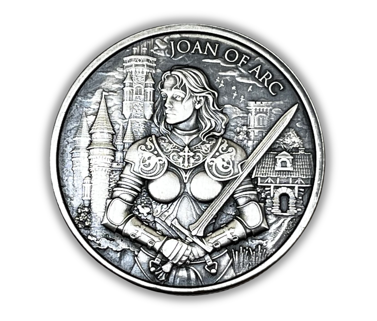 Stříbrná mince 1 oz Johanka z Arku - Antique finish