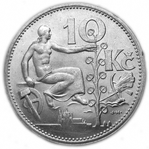 Stříbrná mince 10 Kč Desetikoruna - 1932