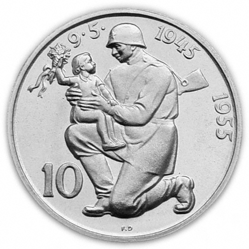 Stříbrná mince 10 Kč Desetikoruna 1945-1955