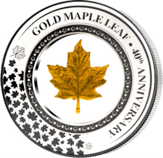 Stříbrná mince 2 oz Maple Leaf Embaracing Gold  40. výročí 2019 