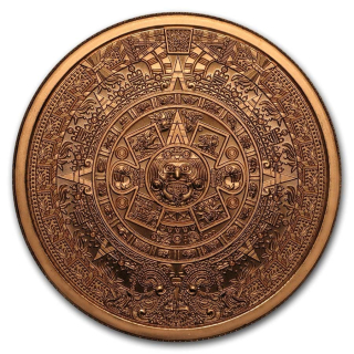 Měděná medaile 2 oz Aztécký kalendář 