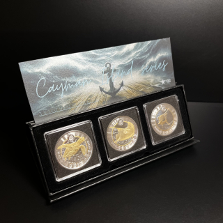 Sada Stříbrných mincí 3 x 1 oz Cayman Island series 2023 Limitovaná edice Pozlacená