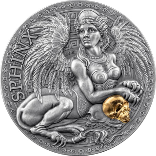 Stříbrná mince 1 oz Sphinx The Great Greek Mythology 2024 Ostařená Pozlacená