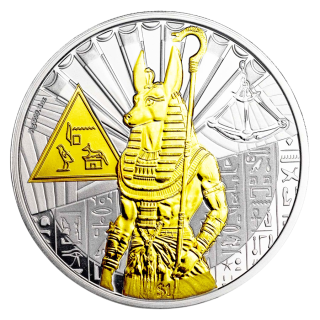 Stříbrná mince 1 oz Anubis  Egyptian Gods 2023 Zlacená