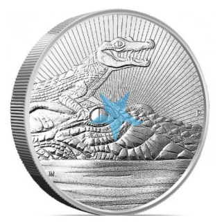 Stříbrná mince Krokodýl a mládě - Piedfort 2 oz 2019